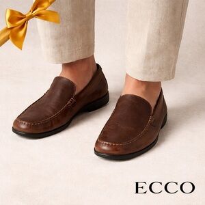 ECCO Brown Leather Slip-On Loafers EU 47 US 13